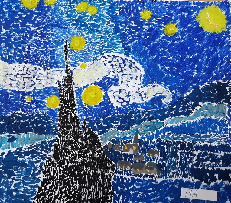 4b malt wie Vinent van Gogh „Sternennacht“ – Thomas von Quentel Schule